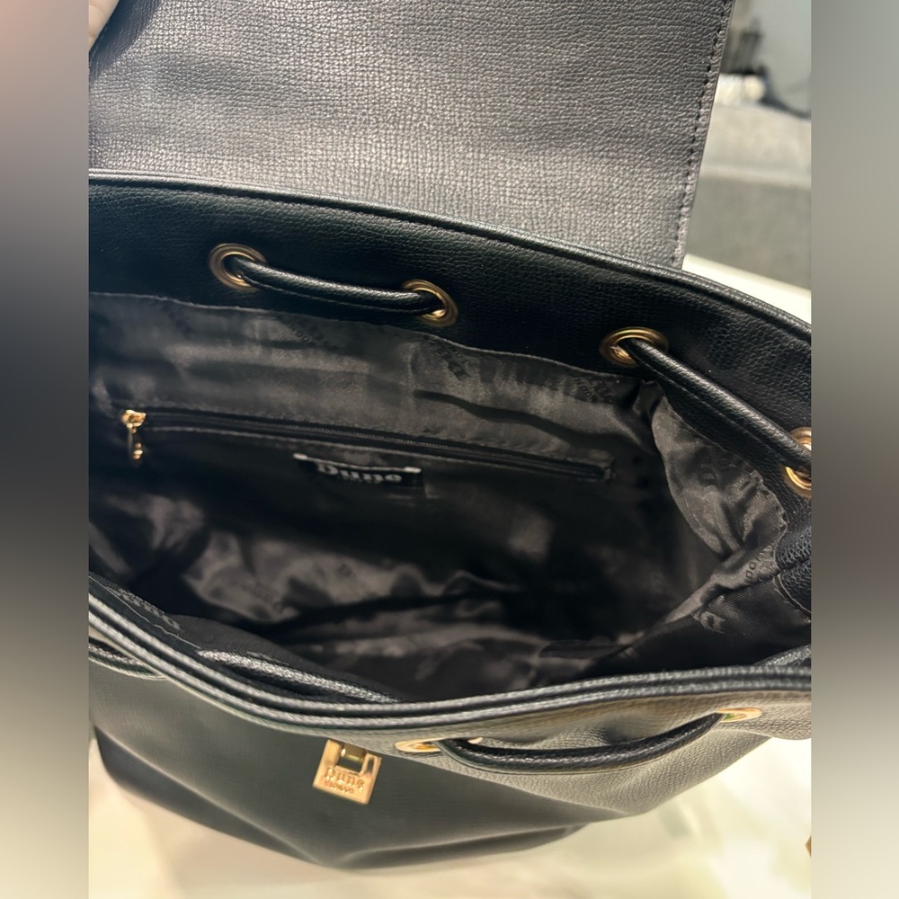 Dune London Black backpack purse with leopard print flap - Picture 8 of 8